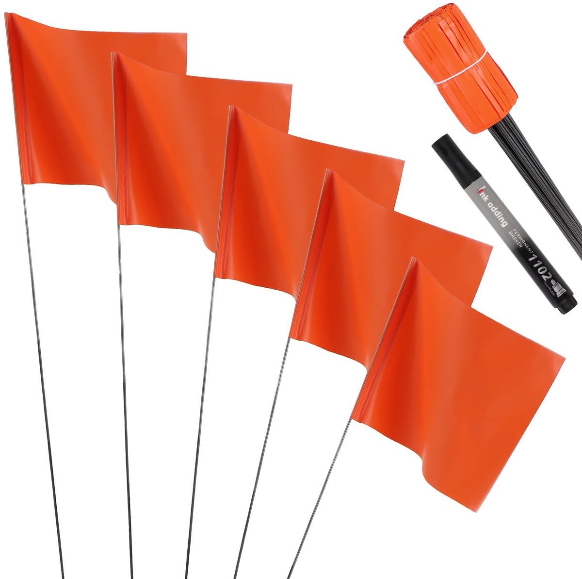 60 stuks tuinvlag, oranje, 12,7 x 38 cm, tuinvlag met 1 vilt, gordijnen voor gazon, binnenplaats, irrigatie, bouwplaats, hondentraining, topografie, slingervlaggen