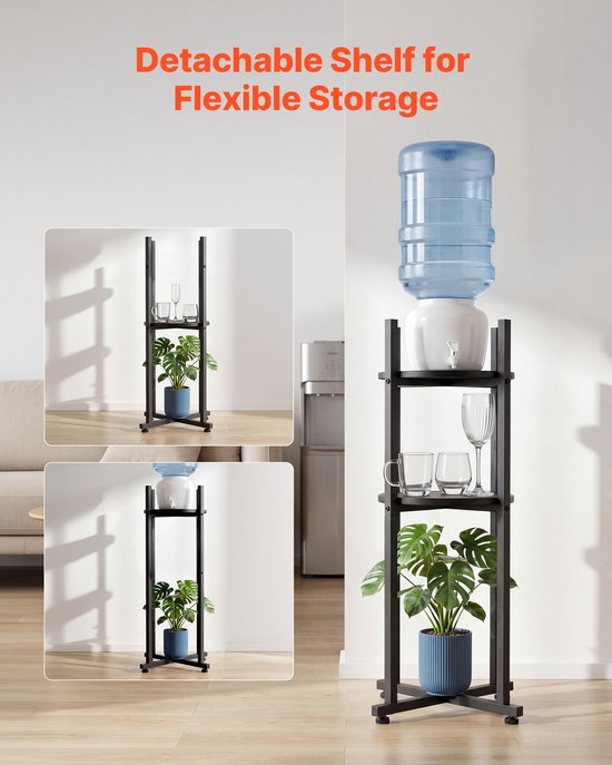 VEVOR Waterkanhouder, 2 Lagen, voor 1 Fles, Waterkanrek met Verwijderbaar Schap, Waterdispenserrek, Waterflessenrek, Watercontainerrek, voor Keuken, Kantoor, Woonkamer, Zwart — afbeelding 5