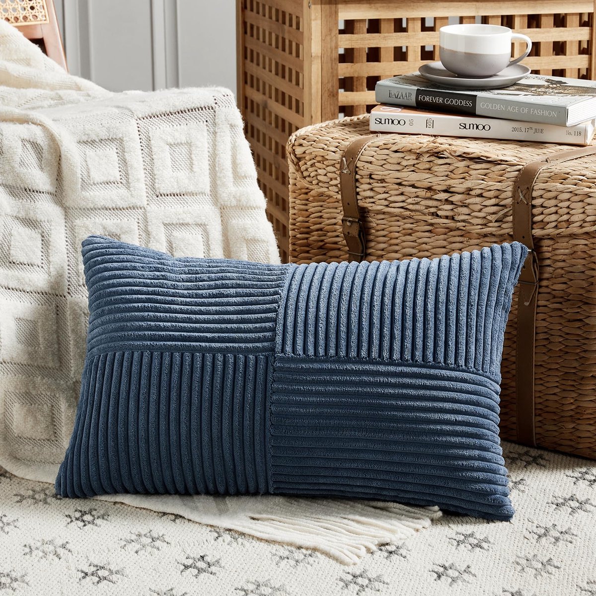 Kussenhoes, 35 x 60 cm, Zachte Corduroy Kussenhoes, Decoratieve Kussenhoes, Sofakussen, Decoratieve Kussen, Boho Decoratie voor Sofa, Slaapkamer, Woonkamer, Balkon
