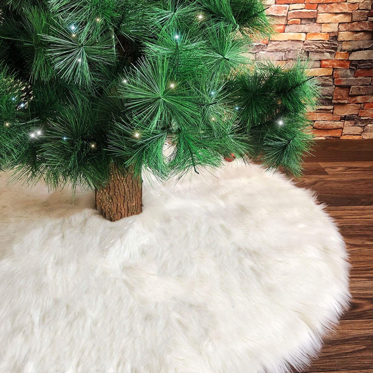 Kerstboomrok van pluche, 90 cm, wit, voor kerstboom, voor kerstdecoratie, vakantie (sneeuw, 90 cm)