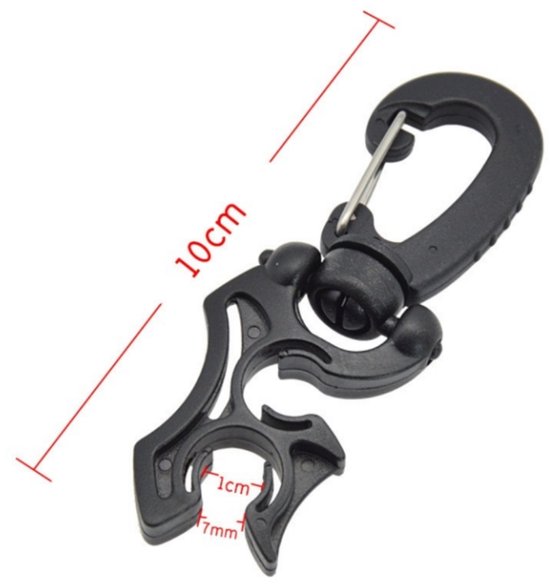 2 stuks-Duikslangklem - BCD-regelaar slangklem - slanghaak - BCD-slangclip - duik- en snorkelaccessoires - geschikt voor regelaars - duikhorloges - manometers - zwart - 10*3,7*1,5 cm - 1 cm diameter — afbeelding 2