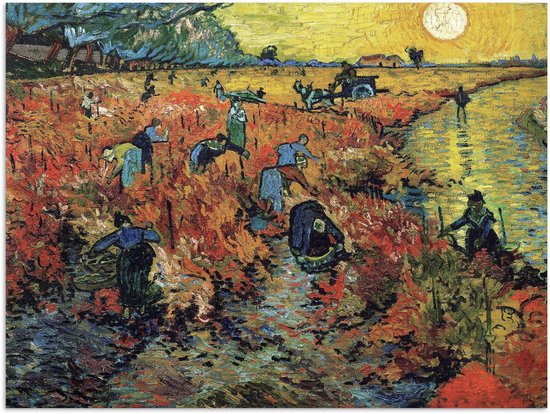Poster 80x60 cm - De rode wijngaard - Vincent van Gogh - Posters - Kamer decoratie - Wanddecoratie woonkamer - Muurdecoratie slaapkamer