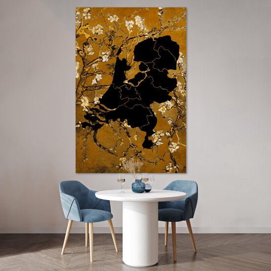 Affiche Carte - Nederland - Fleurs - 120x180 cm XXL