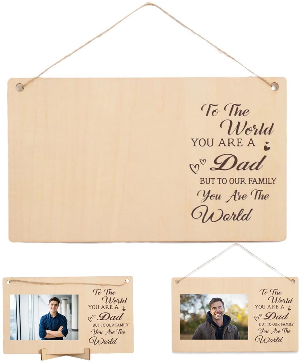 Fotolijst met houten knijpers, cadeau voor vader, detail, verrassing, wenskaart, vaderdag, beste vader wereld, Ich liebe dich papa, fotoklemmen