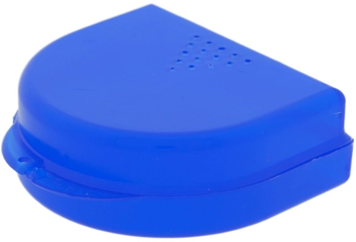Bauer's Tandbeugelbox, KFO-doos, hygiënische opbergdoos voor beugels, prothesen, met luchtgaten (blauw, 2,70 cm hoog)