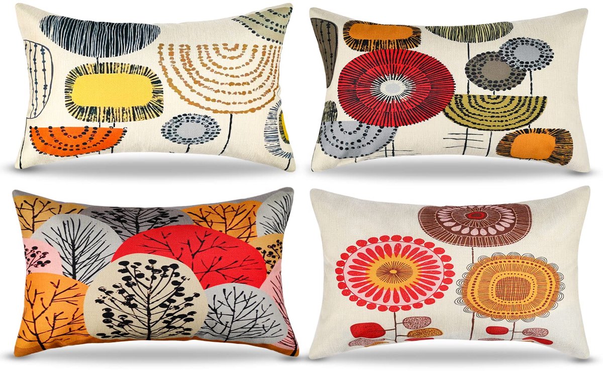 Kussenhoes zonnebloemen kussenslopen 30x50 rood sierkussenslopen set van 4 lente kussenovertrekken linnen sofa kussenhoezen geschikt voor woonkamer slaapkamer tuin bank kussen decoratie"