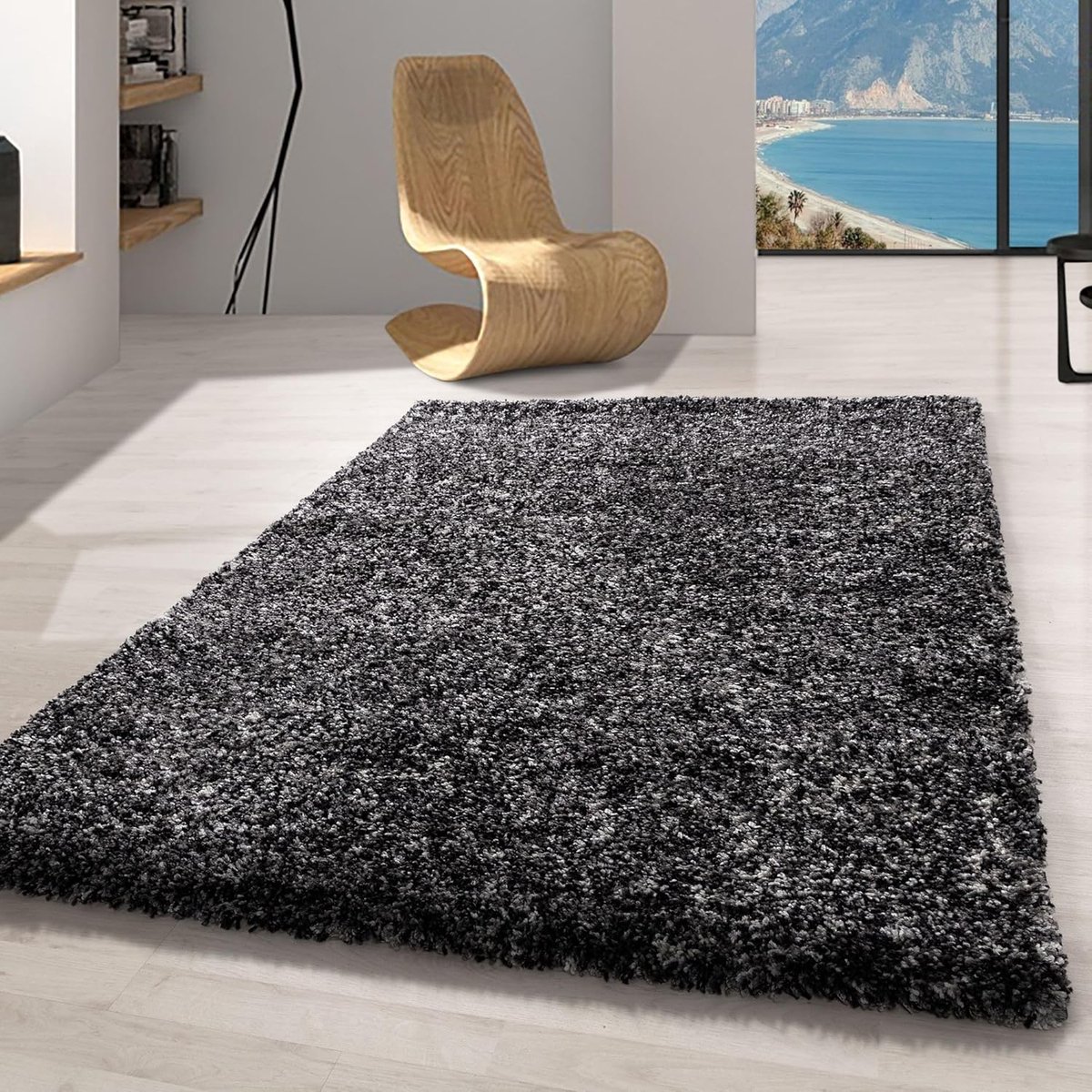 Vloerkleed, Kleur Antraciet, Gevlekt ontwerp, 25309, Vloerkleed Rechthoekig, Vloerkleed woonkamer-eetkamer, 120 x 170 cm