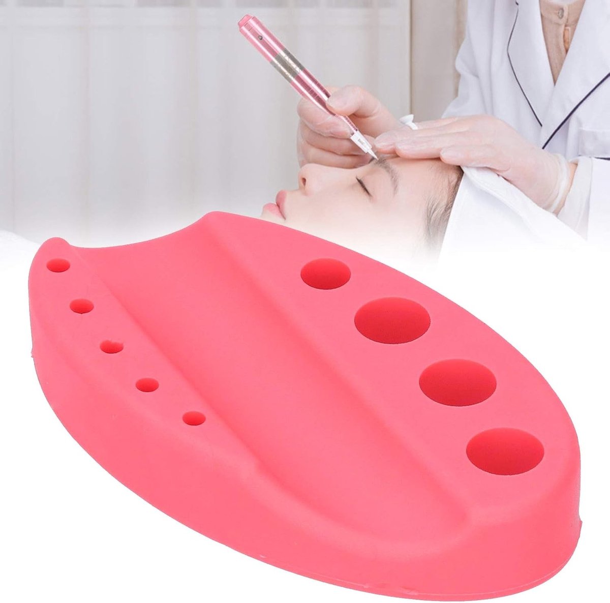Herbruikbare en Wasbare Silicone Penhouder voor Microblading, Inktcup en Organiser voor Eyebrow Tattoo Machine (Roze)