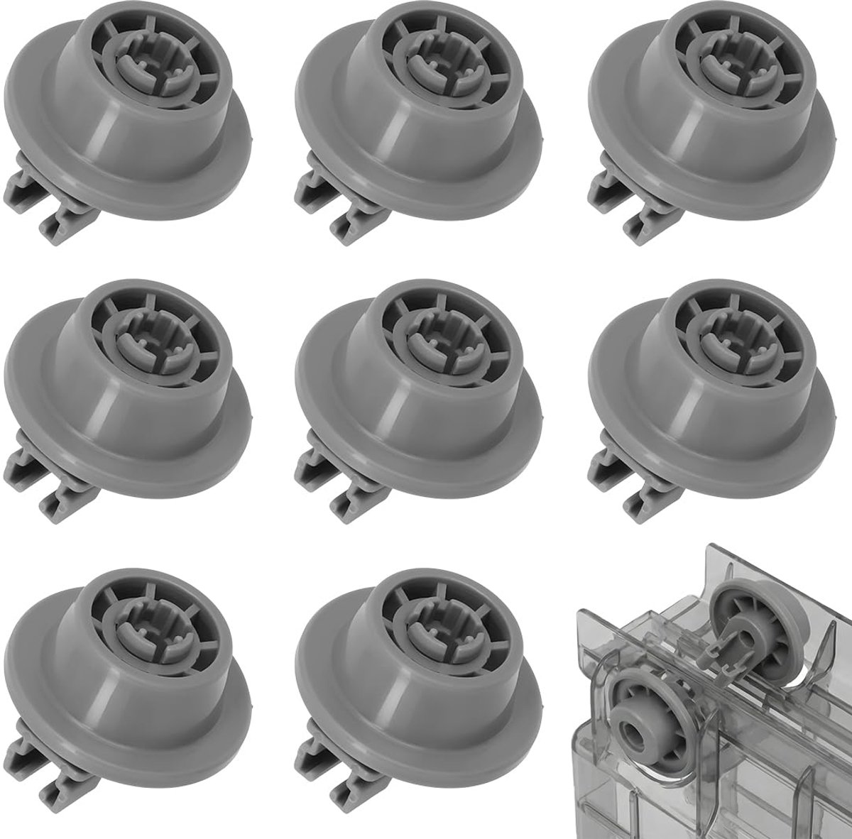 8 stuks universele wielen voor vaatwassermand, wielen voor afwaswagen, wielen voor wagen, mand vaatwasmachinebestendig, model 165314