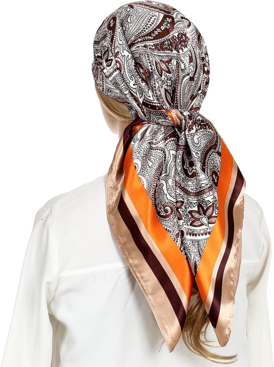 hoofddoek, zijden satijnen dames slaap haarsjaal. Suqare designer bandana sjaal voor haar wikkeling 's nachts. 90 cm, L
