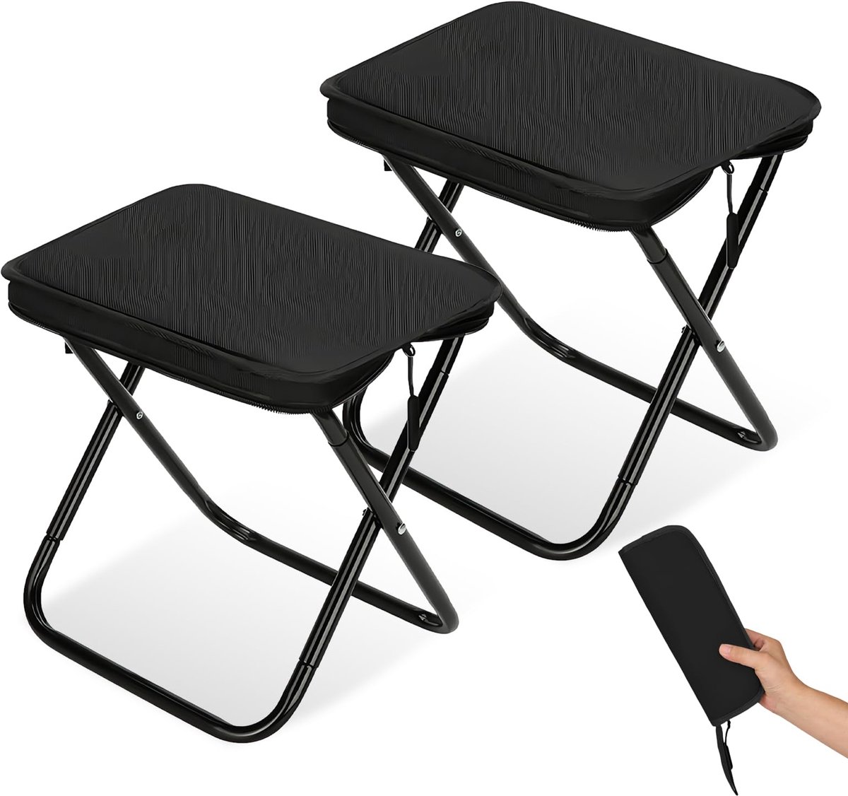 2 stuks klapkrukken, opvouwbaar, draagbare klapkruk, campingkruk, viskruk, inklapbaar, klapstoelen, campingstoelen, outdoor klapstoel, kleine vouwkruk voor jacht, wandelen, vissen
