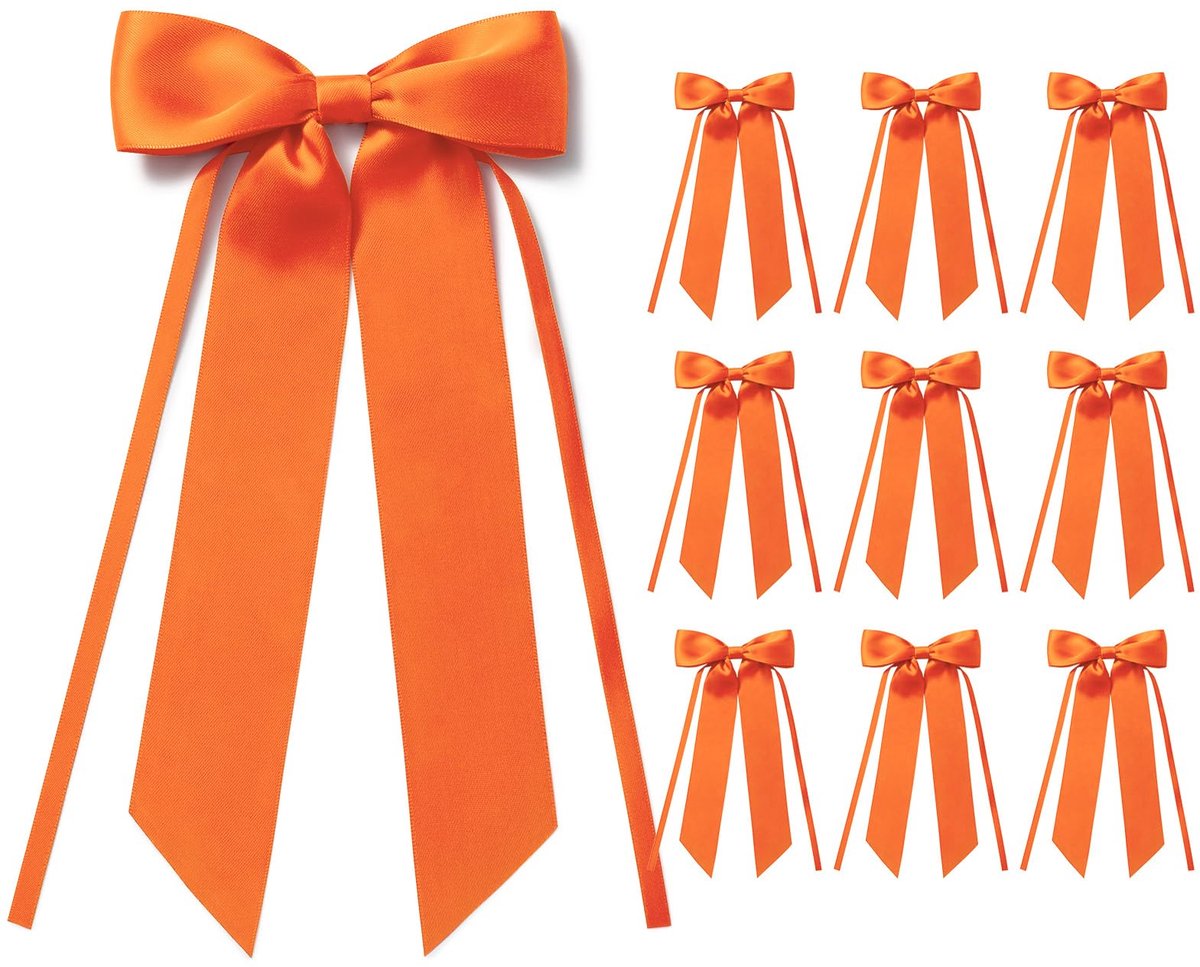 Decoratieve Geschenkstrikken,Kerststrikken van Fluweel Cadeau voor Huisdecoratie Bruiloft Kerstmis Verjaardag Geschenkverpakking,10 Stuks,Oranje