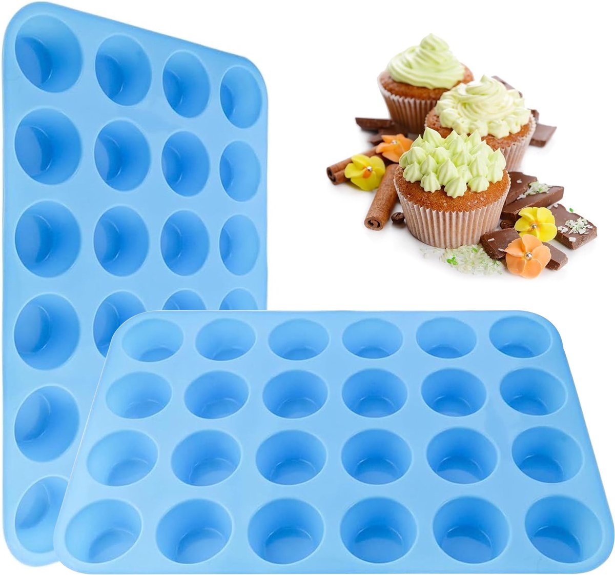 Muffinvormen, siliconen, muffinvormen, anti-aanbaklaag, herbruikbaar, vaatwasmachinebestendig, voor cupcakes, brownies, pudding, rood