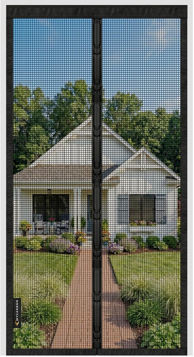 Thijox - Glasvezel Vliegengaas Balkondeur Insectenscherm 90x220cm, Scheurbestendig & Duurzaam, Vlamvertragend voor Terrasdeur & Kelderdeur, Zwart met