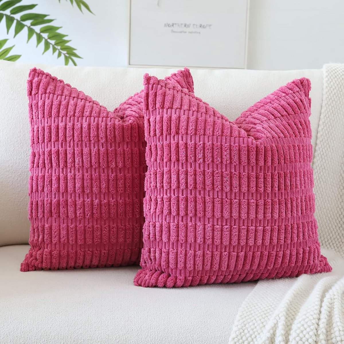 Kussenslopen, moderne kussenhoezen, decoratieve bankkussens, sierkussenhoes voor woonkamer, bank, slaapkamer, roze-rood, 50 x 50 cm