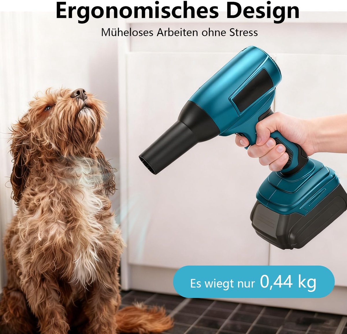compatibel met Makita 18 V accu's, mini-bladblazer met 5 sproeiers, 30 m/s luchtsnelheid, 130.000 omw/min borstelloze motor, draagbare bladblazer voor het verwijderen van bladeren, stof en – foto 5