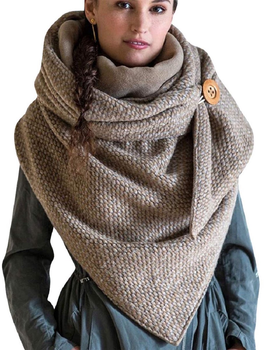 Sjaal voor dames, driehoekig, warm, sjaal, winter, warme sjaals met knopen, bedrukt, sjaals, plaid, mode, winter, groot, zacht, deken