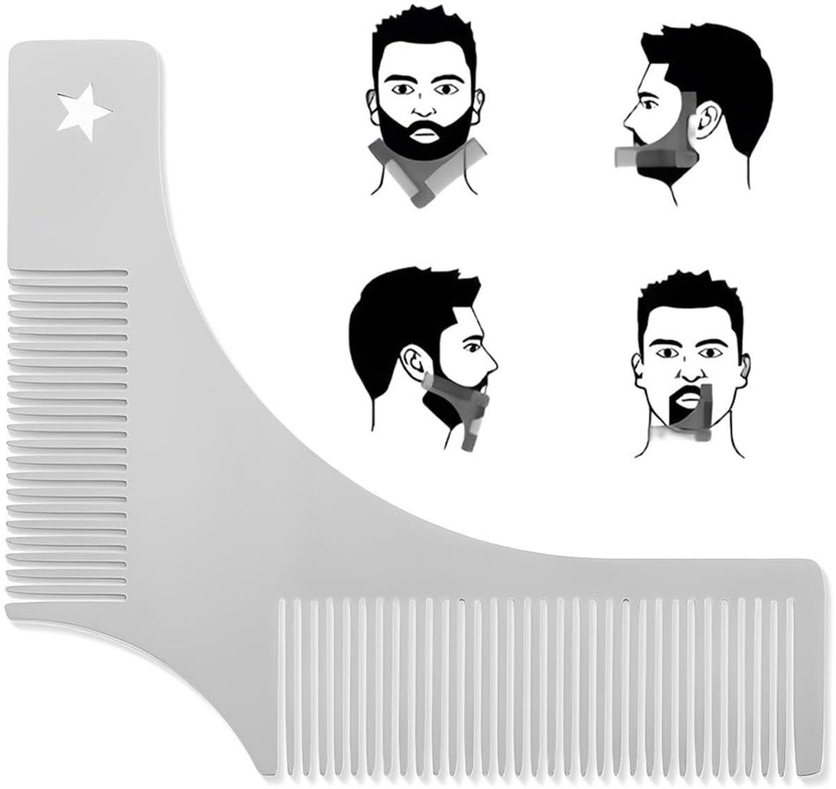Premium roestvrij stalen sjabloon voor baardstyling, baardsjabloon mannen, scheersjabloon accessoires voor perfecte baard styling en verzorging