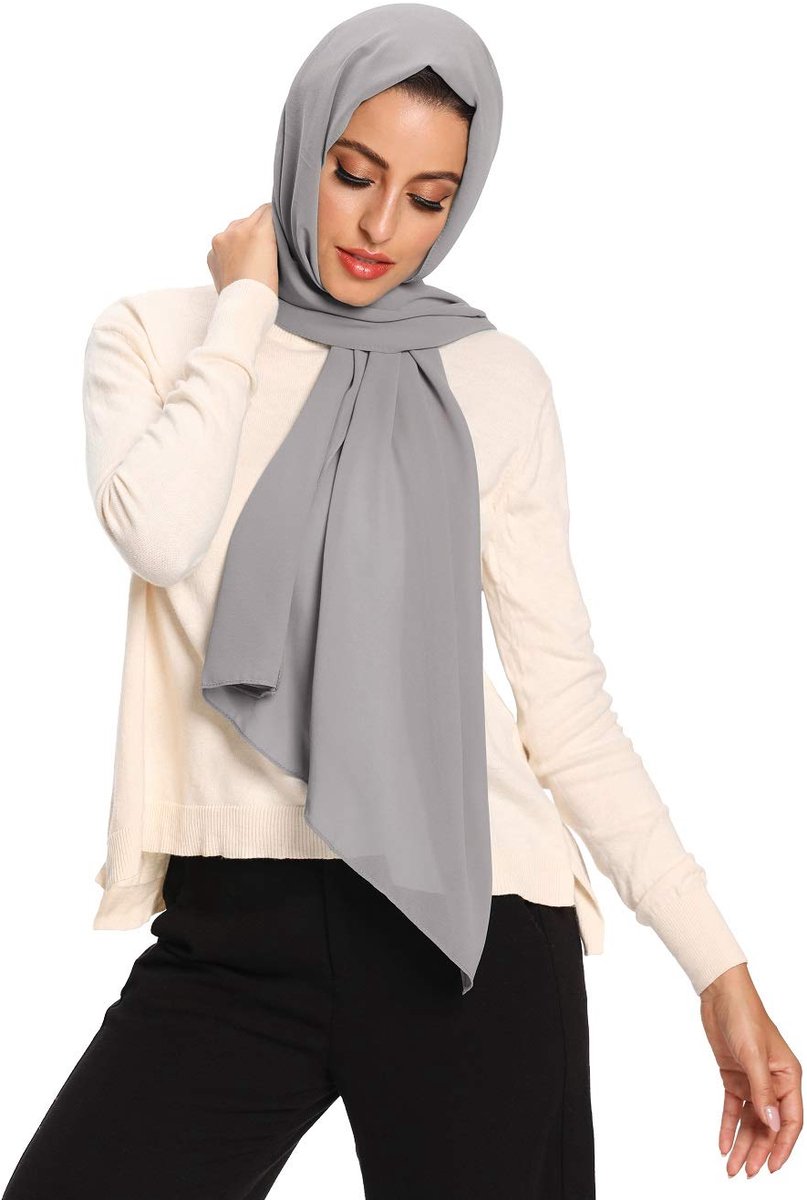 Hijab for Women Chiffon Hijab Scarfs for Women Shawl (Light Grey)