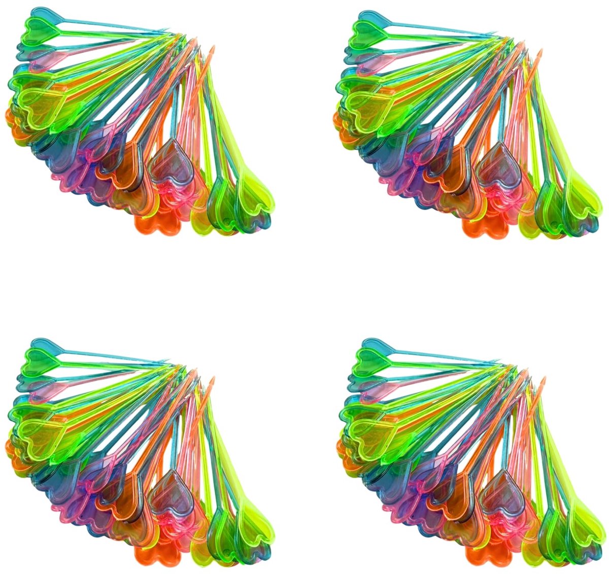 200 stuks plastic spiesjes voor levensmiddelen, feestpickers voor fingerfood, cocktailspiesen, kaasspiesen, kindersnacks - BPA-vrij, herbruikbaar (hart)