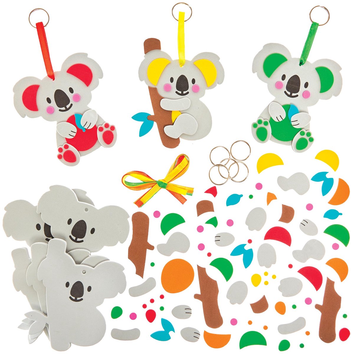 Ross FN026 Koala Mix & Match Sleutelhanger Sets - Pak van 8, Sleutelhanger Knutselsets voor Kinderen