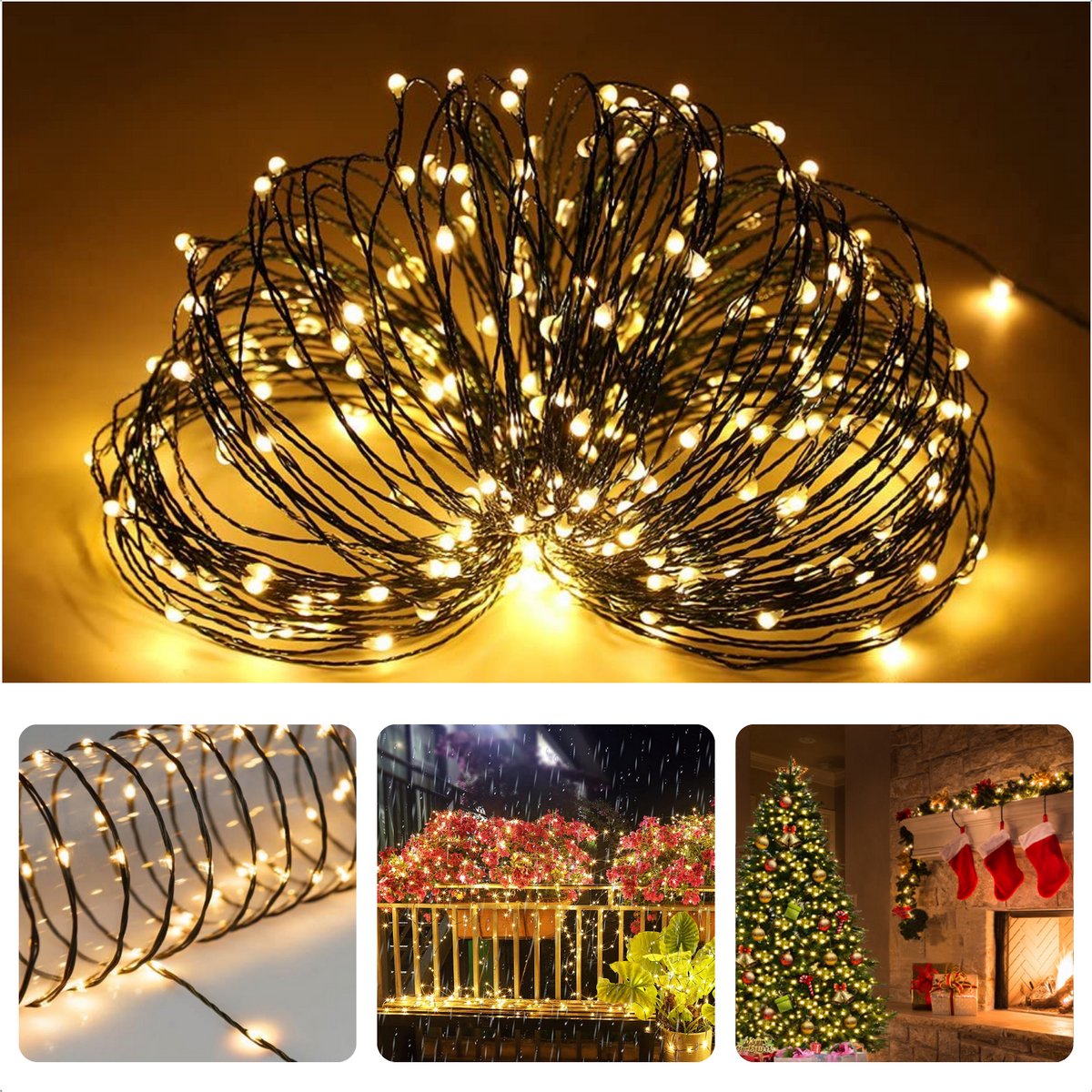 Cheqo LED Verlichting 240 LED - 18 meter - Extra Warm Wit - Flexibel Snoer - Voor Binnen en Buiten - 8 Lichtfuncties - Energiezuinig - IP44 - Kerstverlichting voor Kerstbomen - Vensterbanken - Tuinhagen - Sfeerverlichting - Lichtsnoer