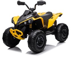 Can-Am Renegade Elektrische Kinderquad 3 tot 7 jaar – Officieel Gelicentieerd 4x4 Accuvoertuig met Vierwielaandrijving & Schokdempers – Li-ion Quad met Bluetooth, Veiligheidsgordel & EVA Banden – Geel