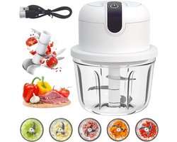 Mini Keuken Chopper - Elektrische Hakker - Snel Ingrediënten Snijden - USB Oplaadbaar - 350 ml - Wit