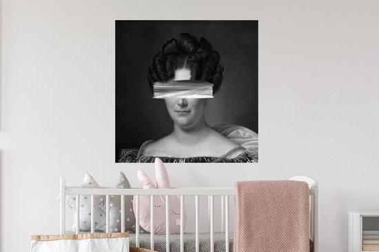 Muurstickers - Sticker Folie - Johanna Henriette Engelen - Alexandre Jean Dubois Drahonet - Zwart - Wit - 50x50 cm - Plakfolie - Muurstickers Kinderkamer - Zelfklevend Behang - Zelfklevend behangpapier - Stickerfolie