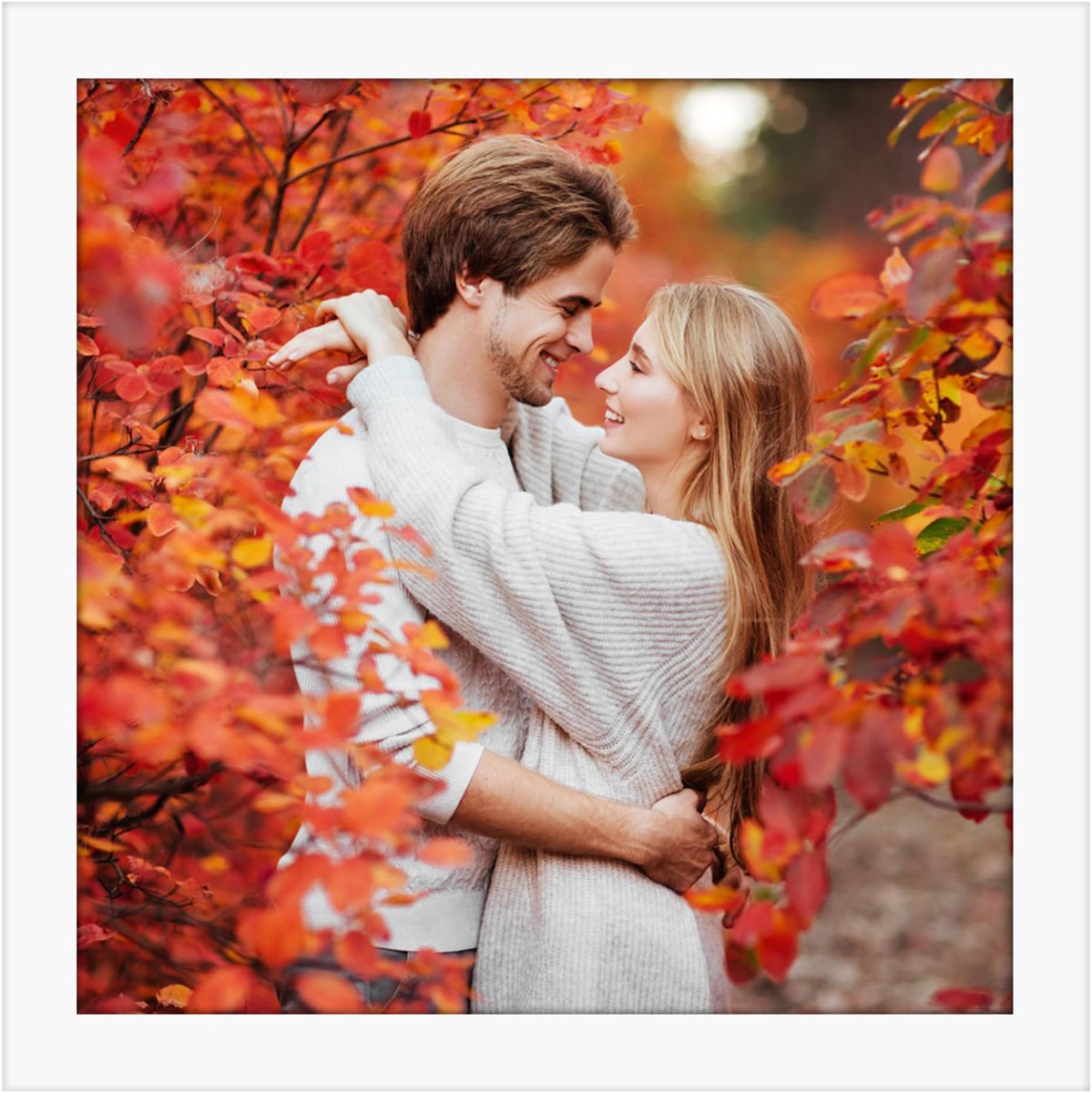 Fotolijst 15 x 15 cm, wit, vierkante fotolijst voor foto's en foto's, wand- en tafelstandaard, moderne lijst voor woon-, slaap- en kantoorruimtes