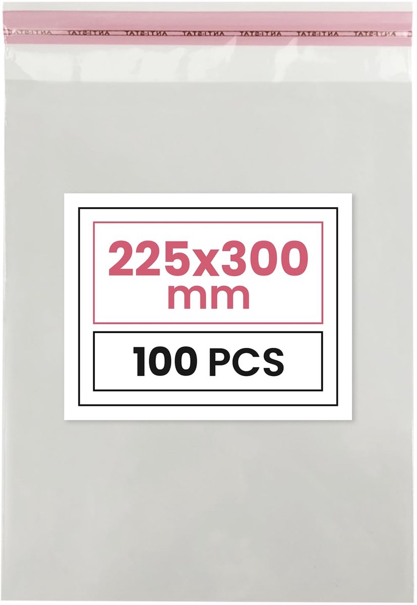 Platte zakken met zelfklevende flap (3 cm) 22,5 x 30 cm heldere plastic sterke transparante cellofaanzakjes voor verpakking