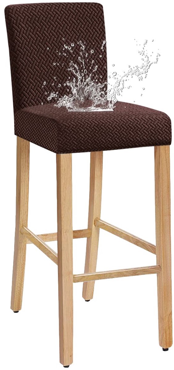 Barstoel hoezen set van 2 - Stretchy bruin - Waterdicht en wasbaar - Perfecte pasvorm voor korte draaistoelen - SnelShoppen
