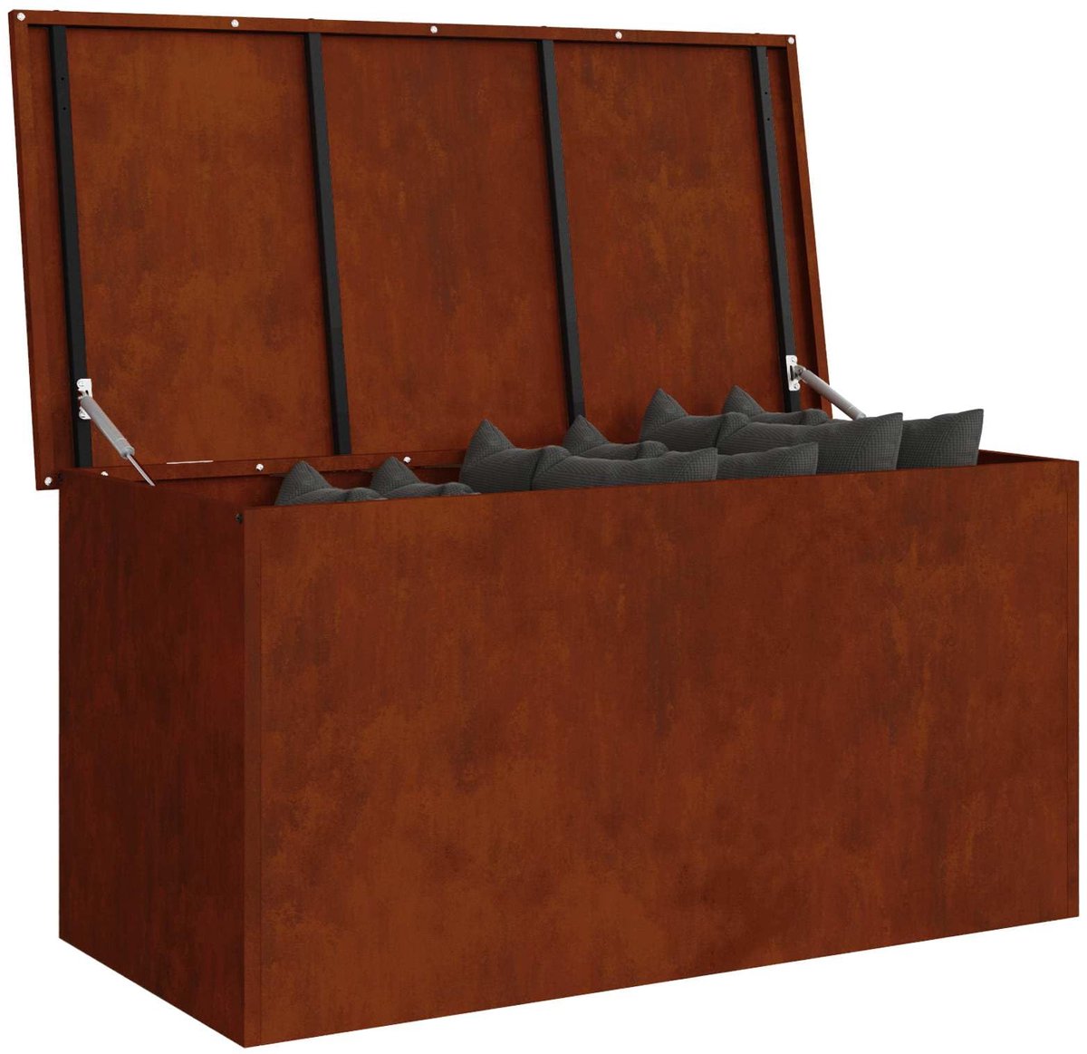 vidaXL Buitenopslagdoos Roestig 100 x 50,5 x 50 cm Staal, Tuin en Terras Opbergdoos, Weerbestendig, Stevig Metaal, Rechthoekige Industrie Kast