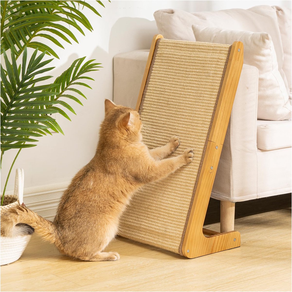 Krabplank-ligplaats, 63 cm L-vormig met 110° schuine hoek voor katten - Duurzaam & Hygiënisch (Natuur)