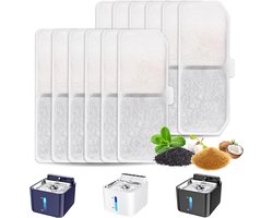 12 stuks kattenfonteinfilter, drinkfonteinfilter voor kattenfontein met bewegingsmelder, vervangingsfilter met hars, actieve kool voor PLOOHT kattenfontein voor katten