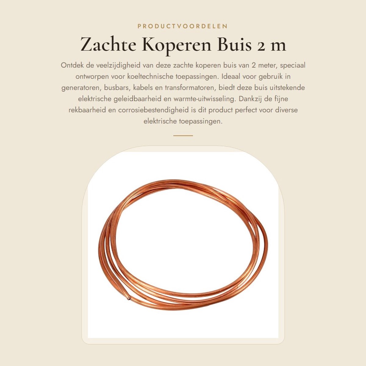 Dailygoods - Zachte Koperen Buis 2 m - Koeltechniek - Corrosiebestendig - OD 4 mm x ID 3 mm - Voor Elektrische Toepassingen - Geschikt voor Generatore...