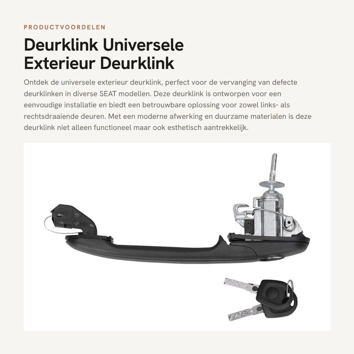 Dailygoods- Deurklink Universeel - Deurklink Vergrendeling - Deurgreep - Deurklink met Schild - Deurklink Zwart - Geschikt voor SEAT 7V8/7V9