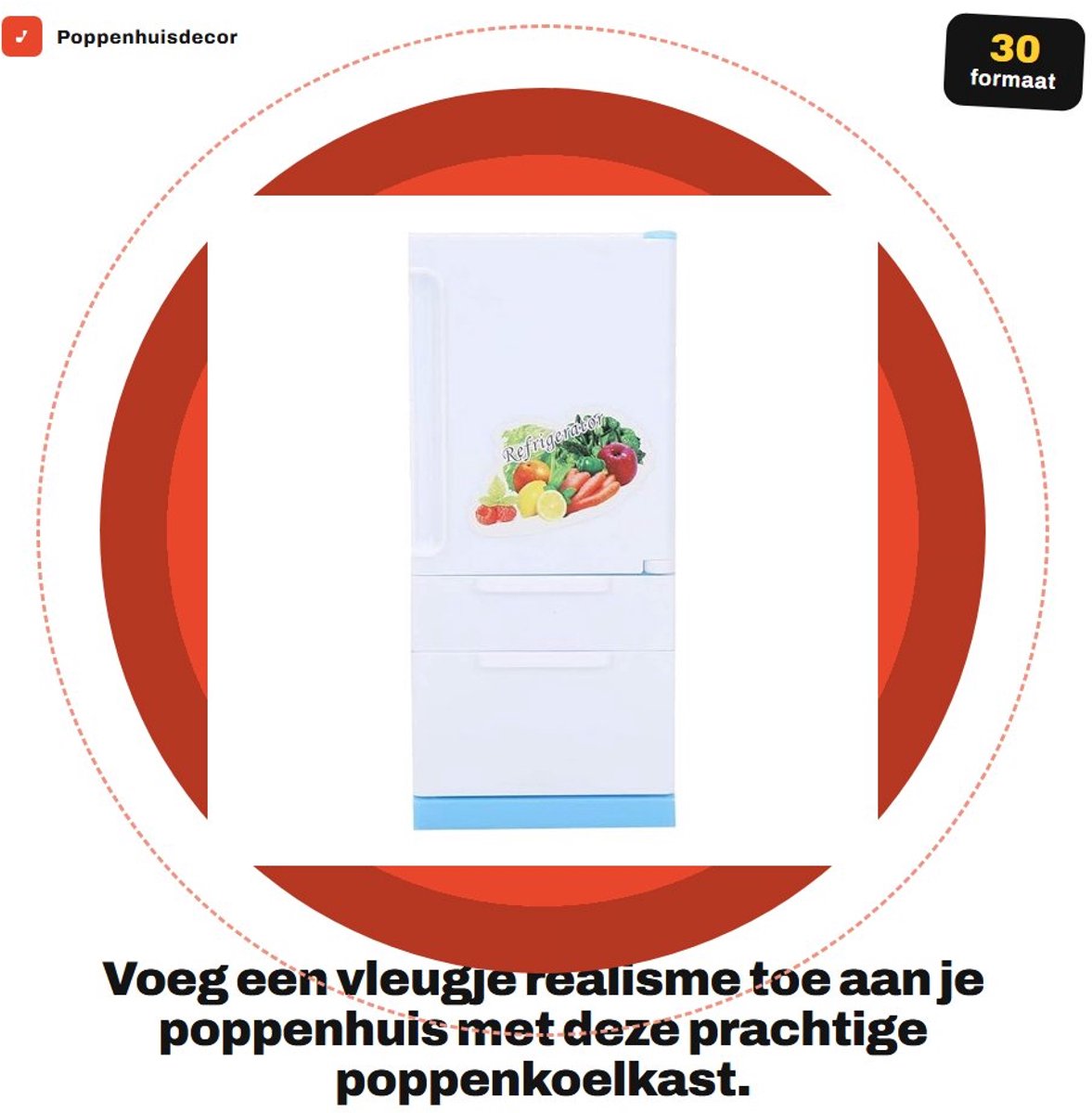 Dailygoods- Koelkast Poppenhuisdecor - Mini-keuken - Kunststof - Rollenspel - Geschikt voor 30 cm poppen - Afmetingen 18x5,5x8 cm - Poppenhuisaccessoire