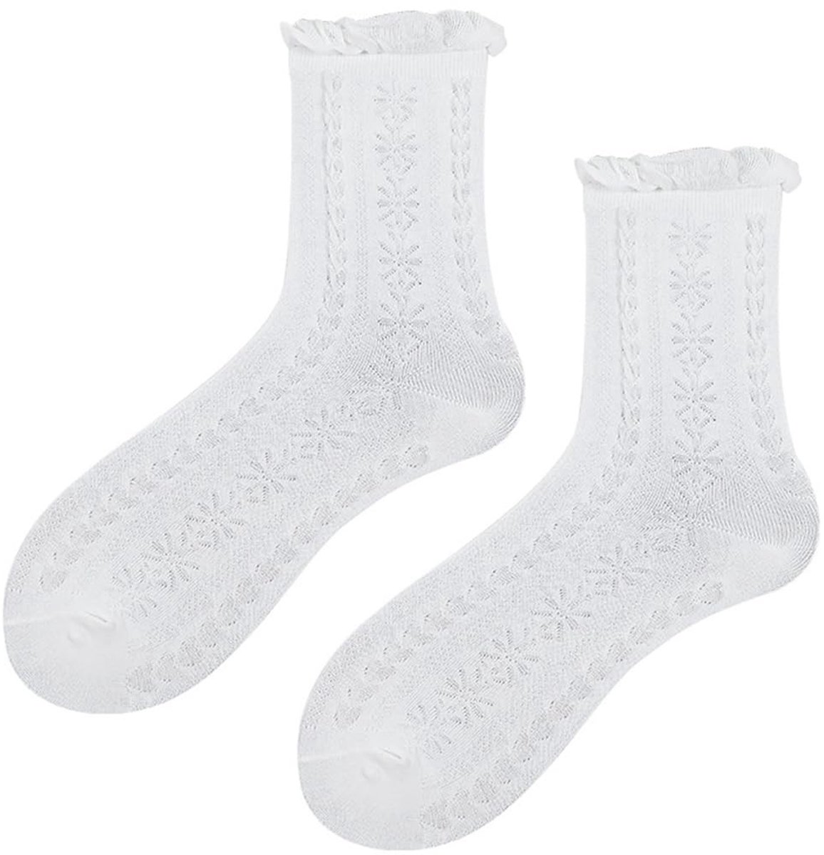 Dailygoods- Sokken met Ruches - Katoenen Sokken - Elegante Sokken - Comfortabele Pasvorm - Geschikt voor Maat 36-42 - Tijdloze Elegantie - Enkelsokken