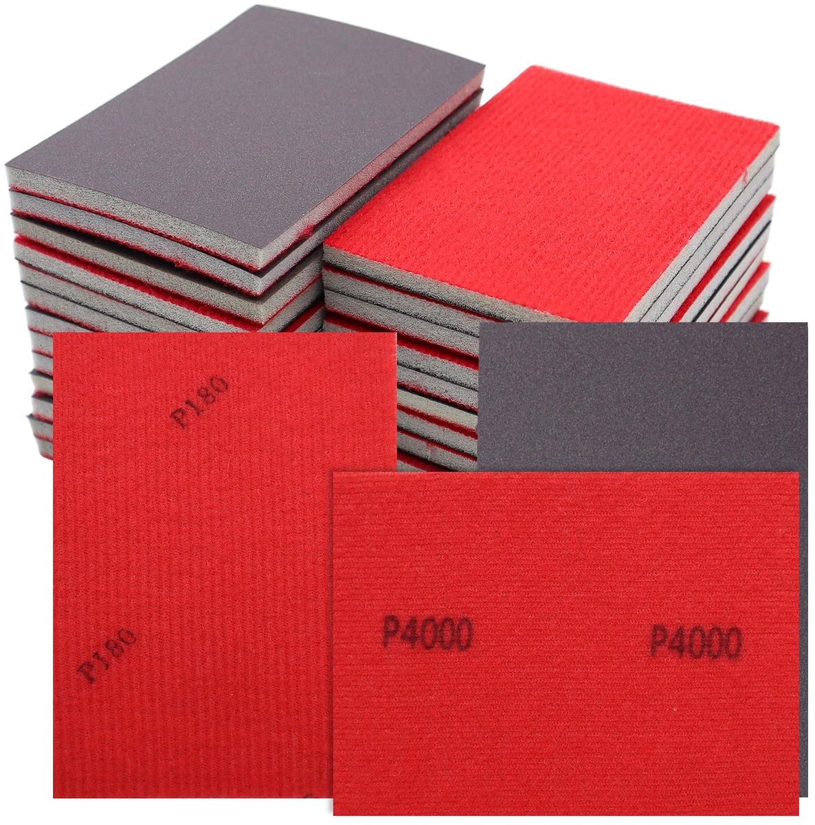Dailygoods - OMJMYY Schuursponzen, 26 stuks, korrelgrootte 180-4000, zacht, flexibel, nat en droog schuurpapier, zacht zandblok, schuurpads voor hout, metaal, verf, gipsplaten, carrosseriereparatie