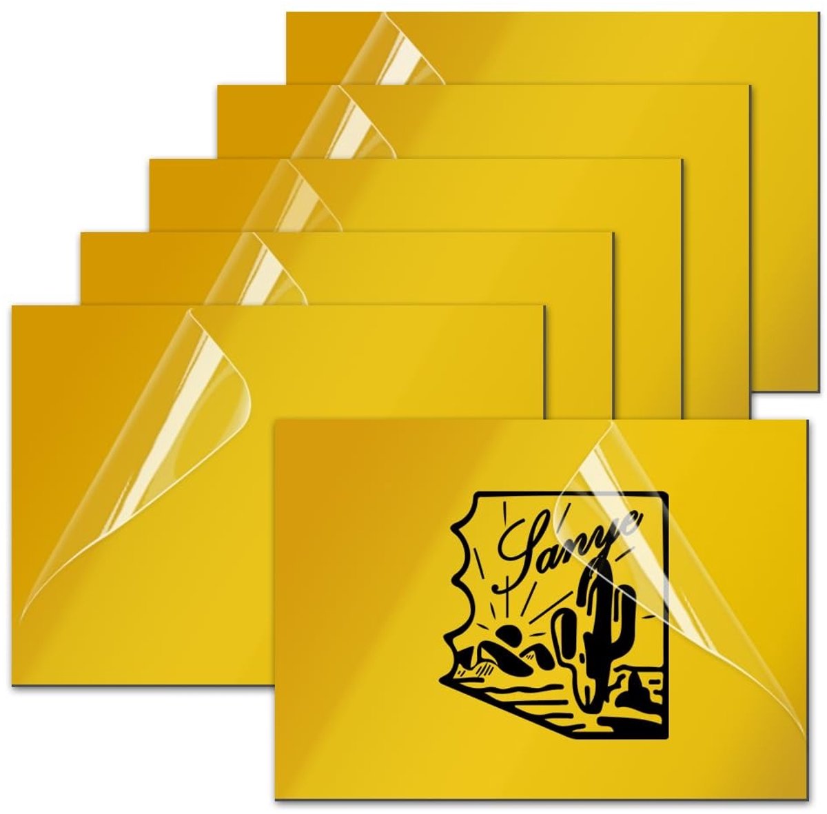 Dailygoods - ABS kunststof plaat 30 x 20 cm, 6 stuks lasergravureplaat, lasergravure kunststof plaat 1,3 mm, graveren laserplaatjes, schilderijen, huisdecoratie, naambord voor deur DIY (goud 6-delig set)