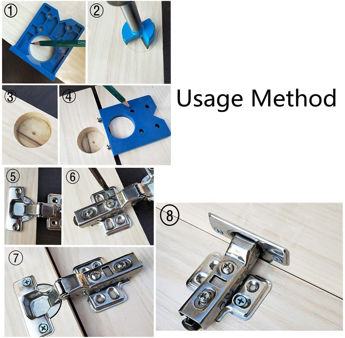 Dailygoods- Scharniergatopener - 5mm Boorgeleiderset - Scharnierboormal - Doorboorgeleider - Nauwkeurigheidszoeker - Hoogwaardige Legeringsmaterialen - Boormal