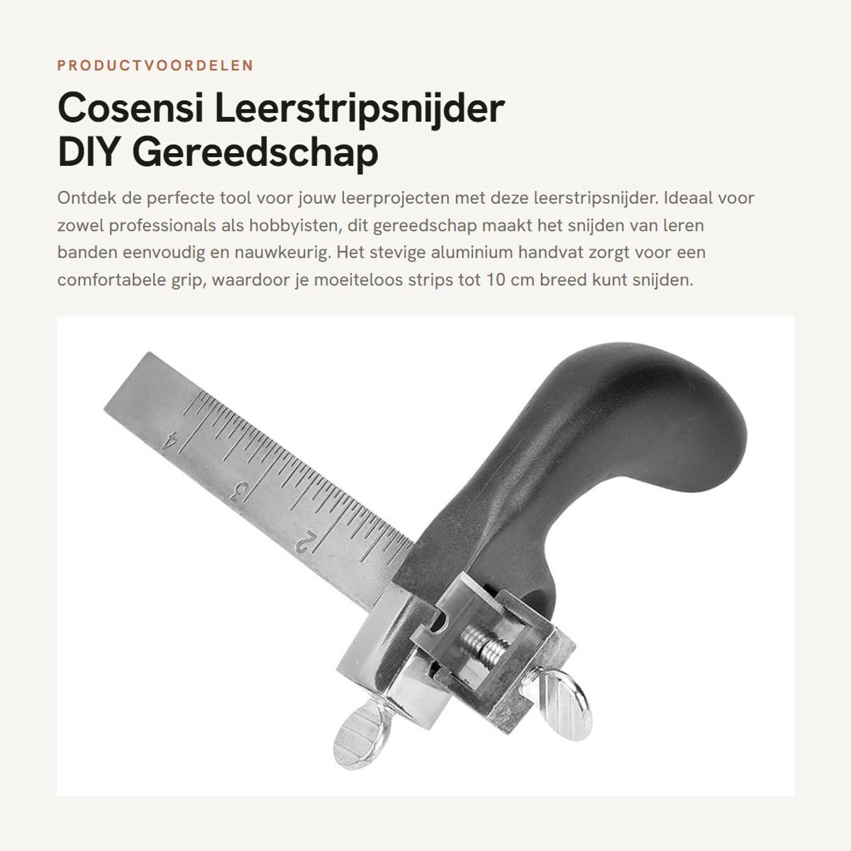 Dailygoods- Leerstripsnijder Professioneel - Aluminium Handvat - Snijden van Leren Strips tot 10 cm - Duurzaam Gereedschap - Comfortabel in Gebruik - Gepolijste Kop - Riemsnijder
