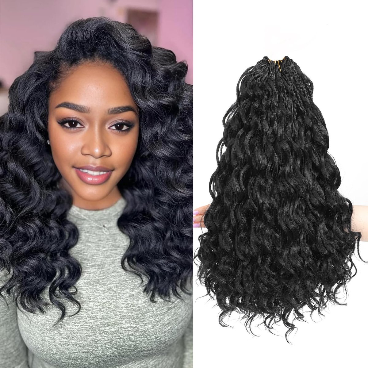 Dailygoods- Gehaakte Vlechten 25 cm - Synthetisch Haar - Boho Krullen - Ocean Wave - Lichtgewicht - Super Zacht en Glad - Vlechthaar