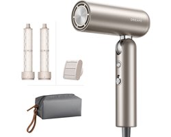 Pocket Neo 2 High-Speed Föhn Goud - Compacte Opvouwbare Haardroger met Negatieve Ionen, 5 Standen, Antipluis-opzetstuk en 2 Krulstaven - Lichtgewicht 300g Reisföhn