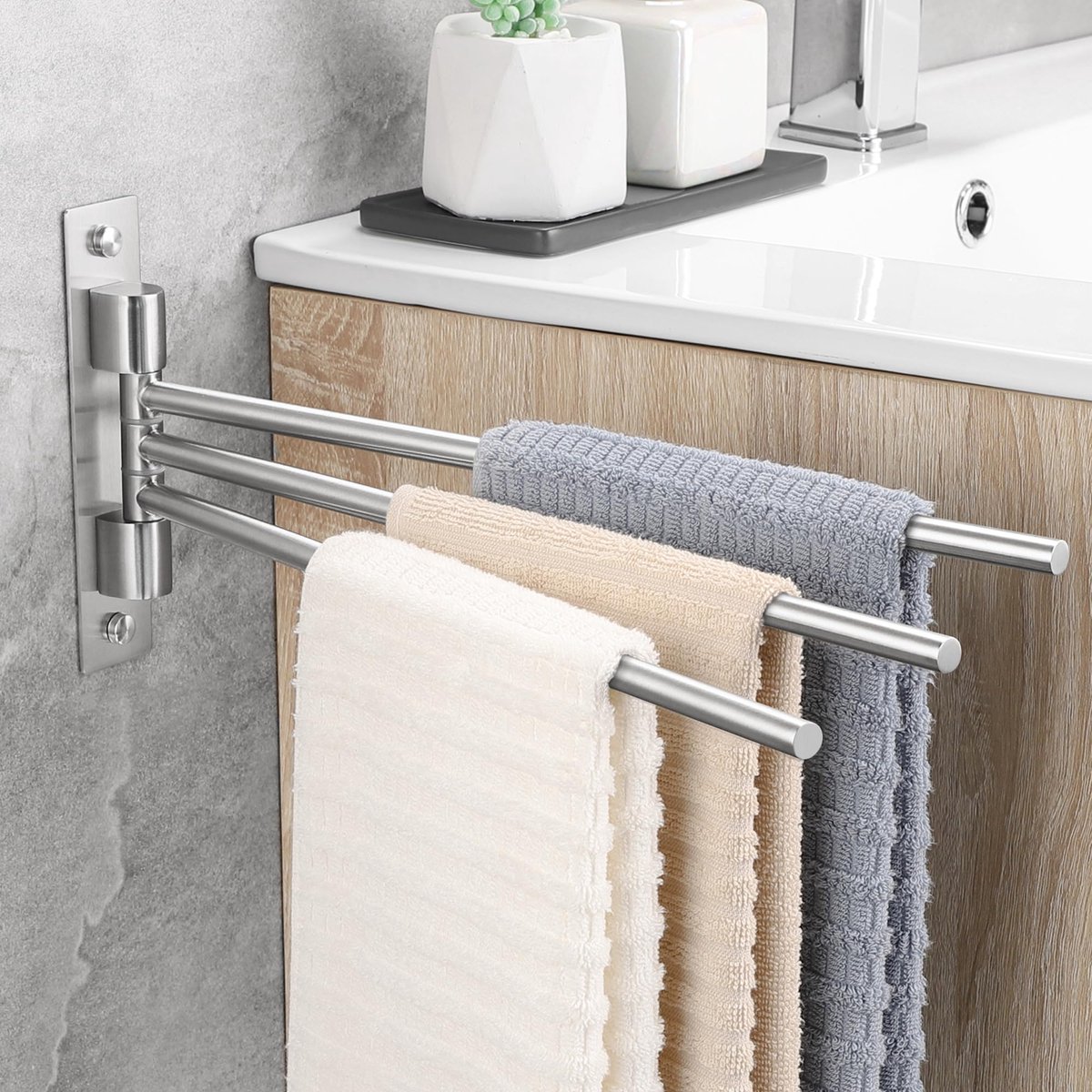 Handdoekhouder voor badkamer, boren, 180 graden draaibaar, handdoekstang
