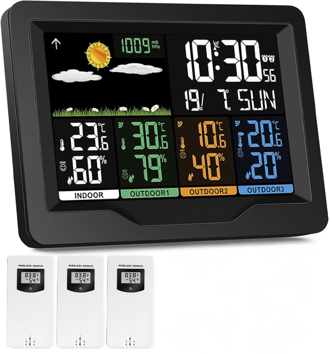 CRLYN® Weerstations - Weerstation Met Buitensensor - Weerstation Met Buitensensor - Weerstation Draadloos Binnen Buiten - Zwart