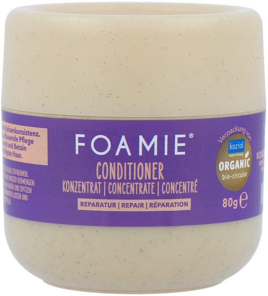 FOAMIE Conditioner Concentraat 80g, biologisch afbreekbaar, paarse band met tekst.