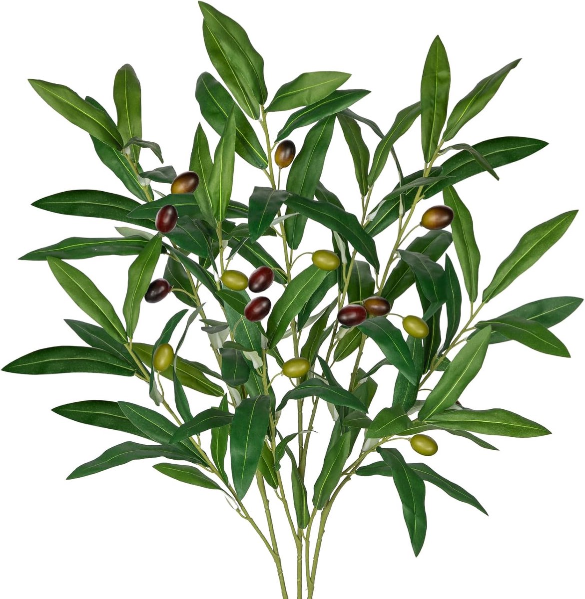 Kunstplanten, decoratie, olijftak met 2 takken voor bloemstukken, vazen, boeketten, kransen, tafelopzetstukken, bruiloft, woondecoratie