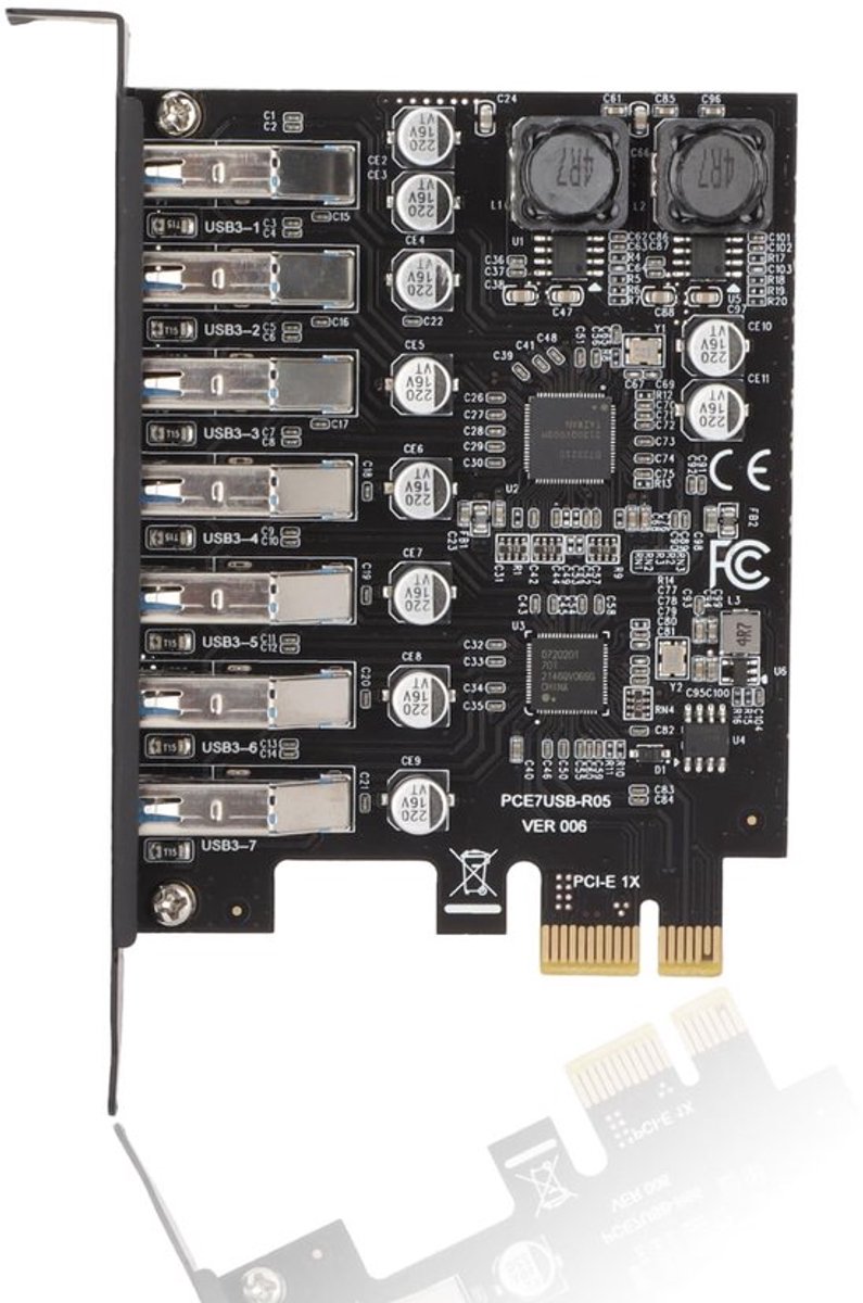 Dailygoody - PCI Express USB 7-poorts uitbreidingskaart - Usb3.2 Gen1